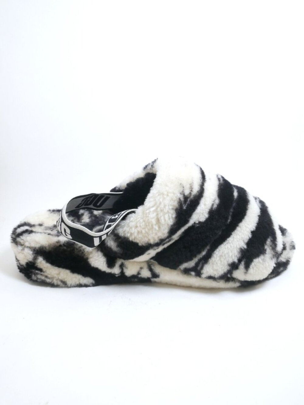 Ugg Fluff Yeah Slide Marble Sandal Slippers Black White Women's Size 8 Strappy - Picture 2 of 8